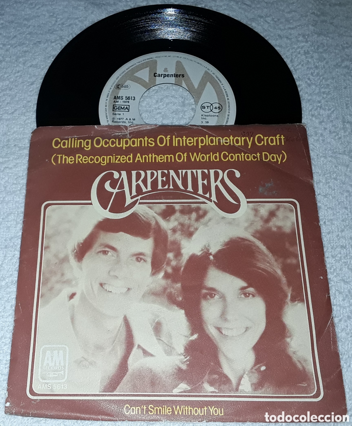 Discos de vinilo: SG- CARPENTERS - CALLING OCCUPANTS OF INTERPLANETARY CRAFT - MADE IN GERMANY