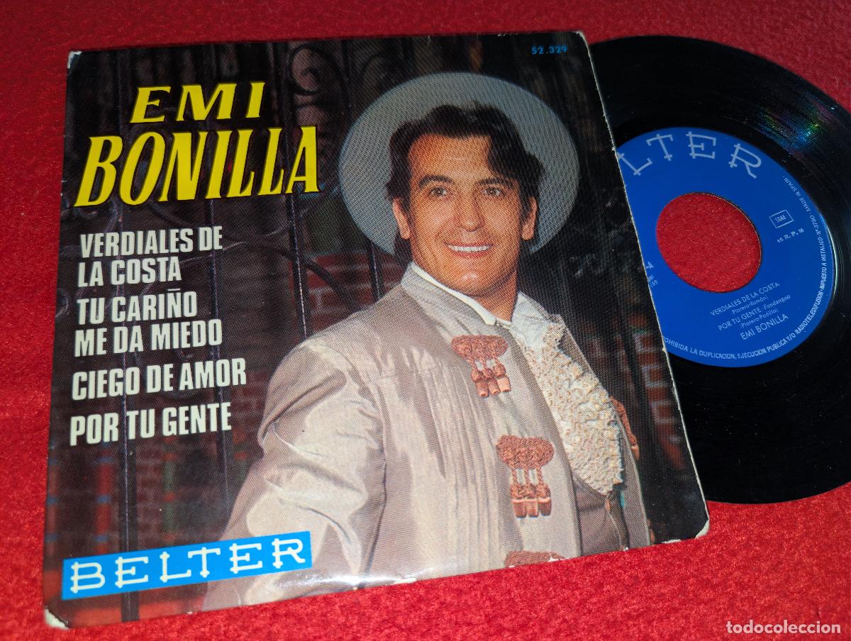 Discos de vinilo: EMI BONILLA Verdiales de la costa/Tu cari&ntilde;o me da miedo +2 EP 7'' 1969 Belter FIRMADO Y DEDICADO