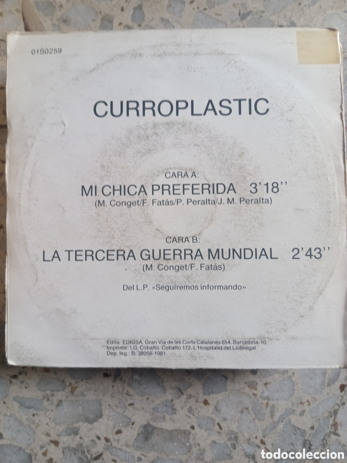 Discos de vinilo: SGL CURROPLASTIC MI CHICA PREFERIDA 1981 PROMO - Foto 2