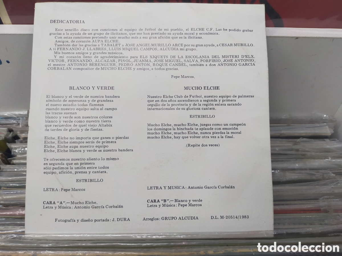 Discos de vinilo: Pepe marcos single mucho elche 1983 - Foto 2