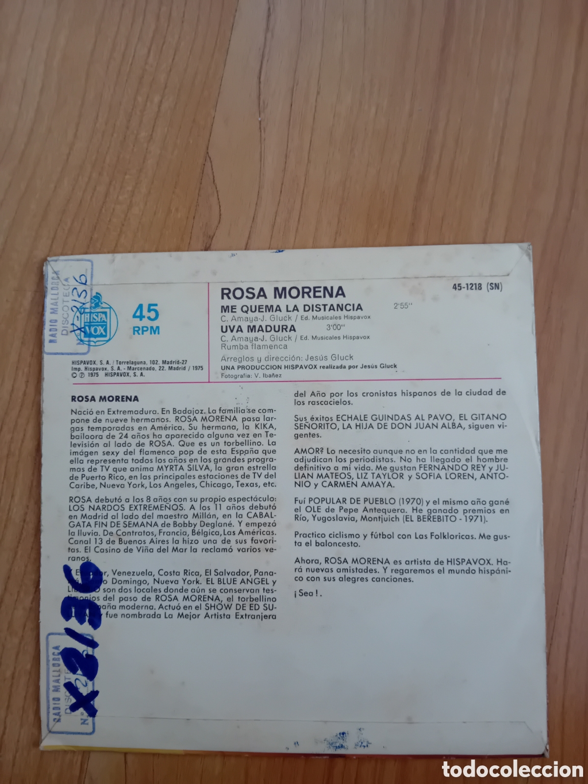 Discos de vinilo: ROSA MORENA. ME QUEMA LA DISTANCIA - Foto 2