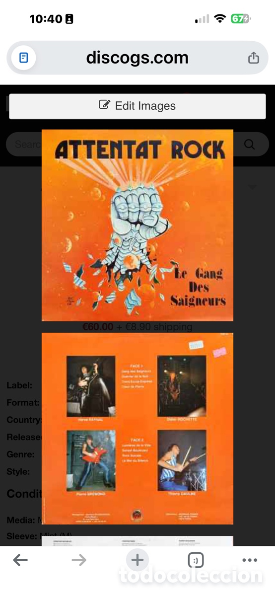 Discos de vinilo: Attentat Rock vinilo les gang di se&ntilde;or