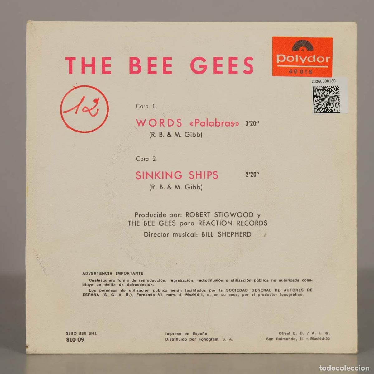 Discos de vinilo: SINGLE. Words - The Bee Gees - Polydor - Foto 2