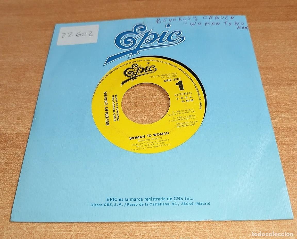 Discos de vinilo: BEVERLEY CRAVEN Woman to woman SINGLE VINILO PROMO DEL A&Ntilde;O 1991 CONTIENE 1 TEMA
