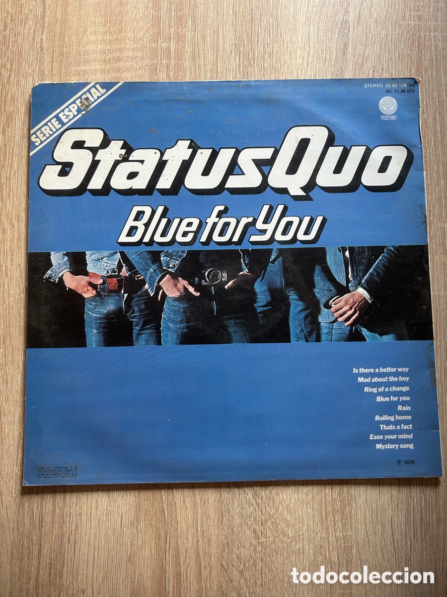 Discos de vinilo: Status Quo - Blue For You - LP. sello V&eacute;rtigo 1976
