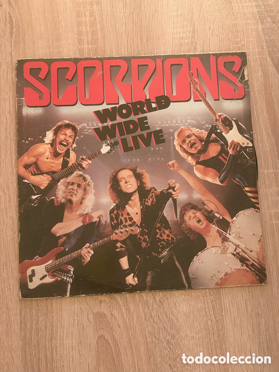 Discos de vinilo: Scorpions World Wide Live doble LP 1985 editado por Emi