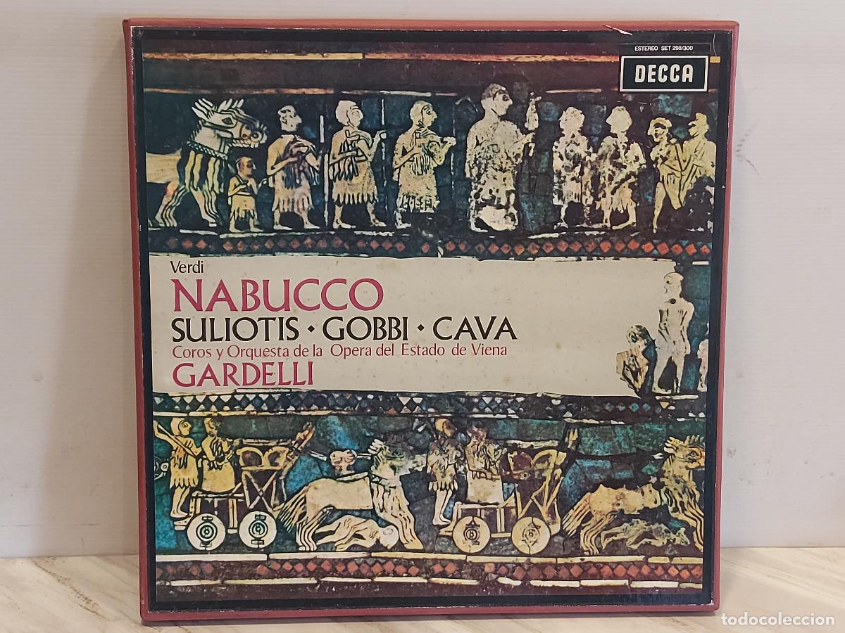 Discos de vinilo: NABUCCO (VERDI) / SULIOTIS/GOBBI Y OTROS / BOX CON 3 VINILOS MBC+LIBRETO. ***