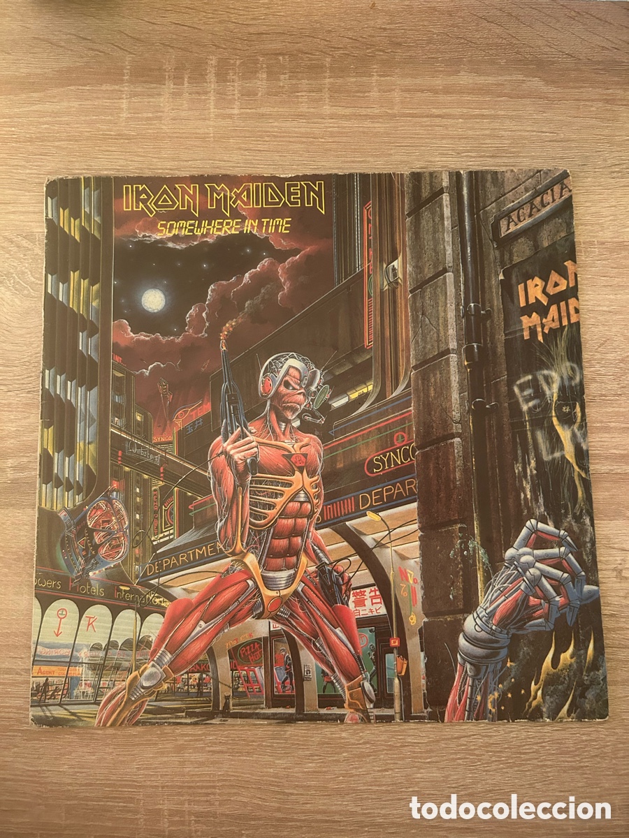 Discos de vinilo: Iron Maiden - Somewhere In Time LP edici&oacute;n espa&ntilde;ola 1986