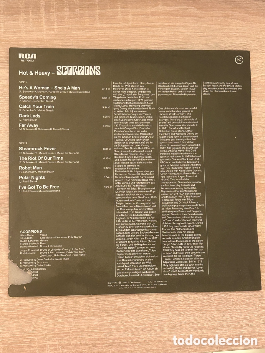 Discos de vinilo: SCORPIONS (HOT & HEAVY) LP ESPA&Ntilde;A 1985 - Foto 2