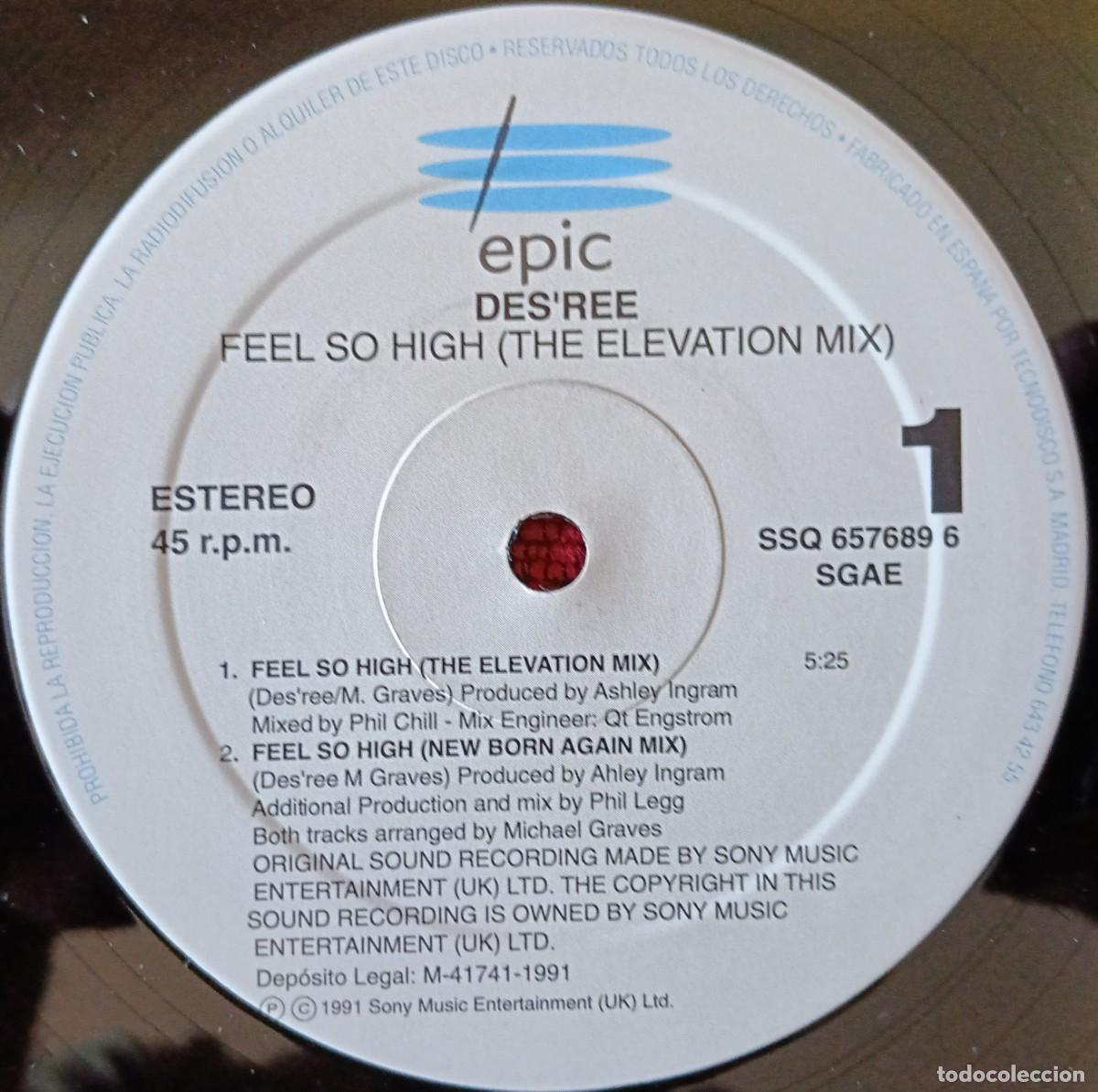 Discos de vinilo: DESREE ** Feel So High ** MAXI SINGLE VINILO 1991 - Foto 3