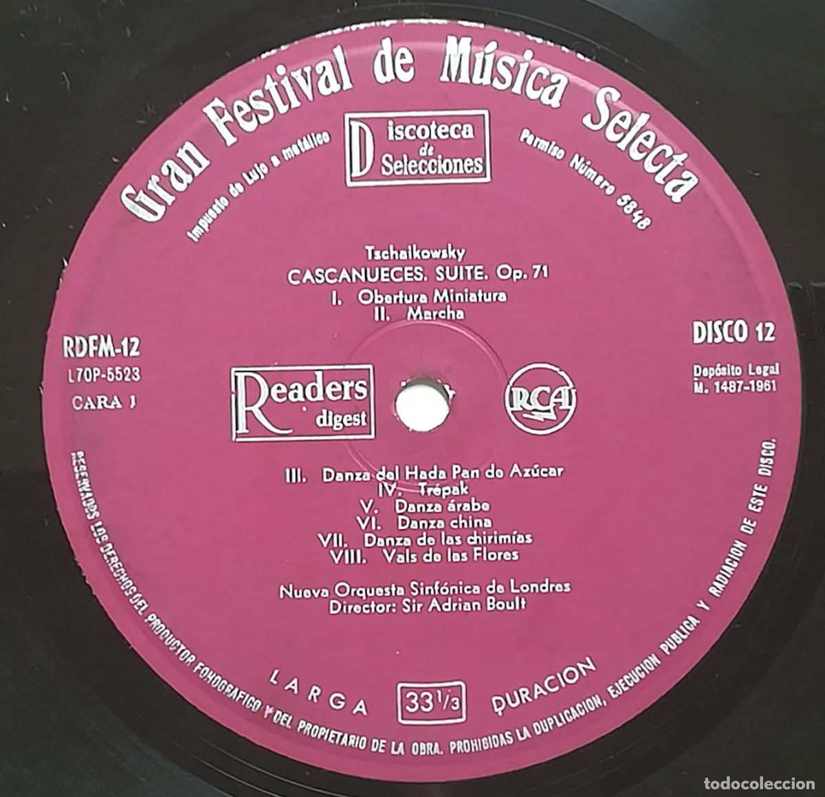 Discos de vinilo: LP Tchaikovsky, Cascanueces Suite Op. 71. El Lago De Los Cisnes. RCA 1961. Solo disco y funda.