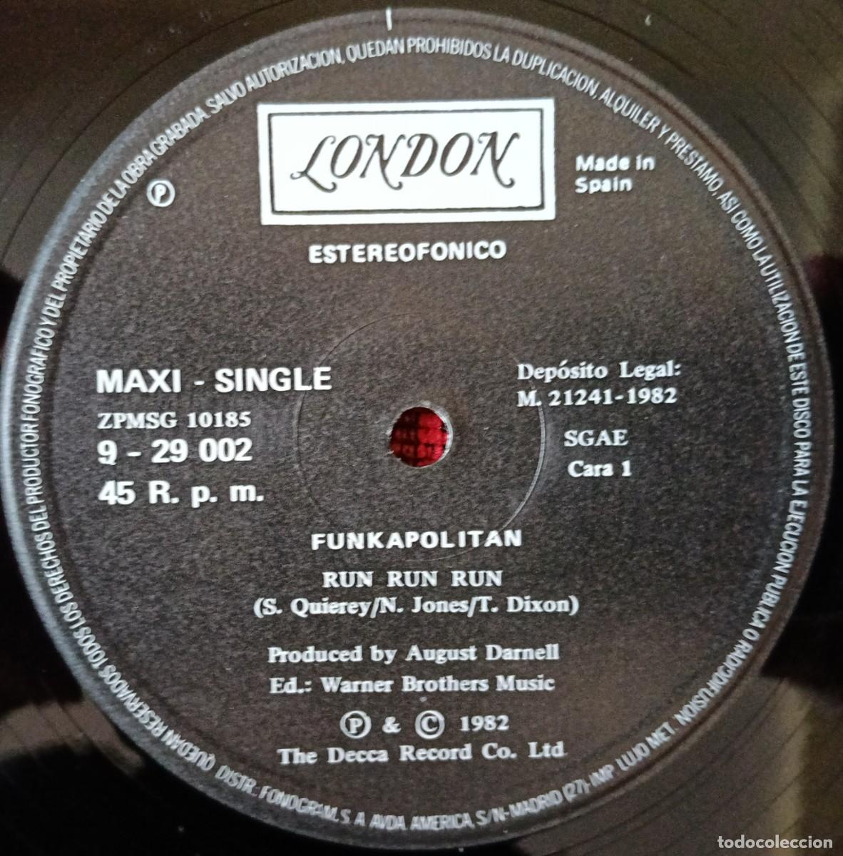 Discos de vinilo: FUNKAPOLITAN ** Run Run Run ** MAXI SINGLE VINILO 1982 - Foto 3