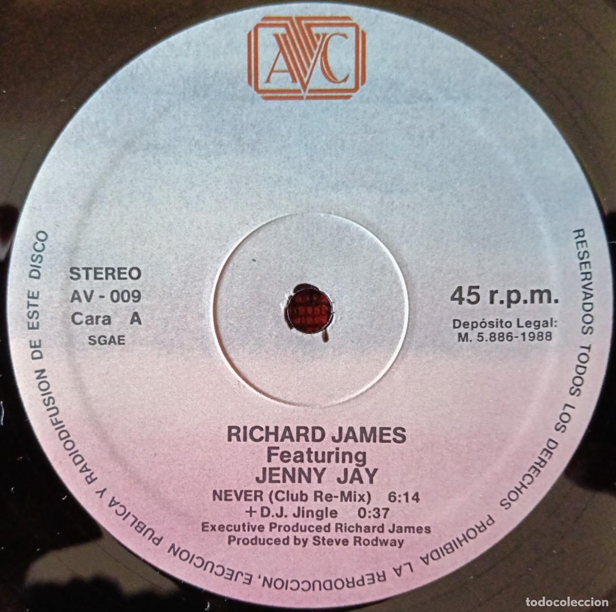Discos de vinilo: RICHARD JAMES Featuring JENNY JAY ** Never ** MAXI SINGLE VINILO 1987 - Foto 3