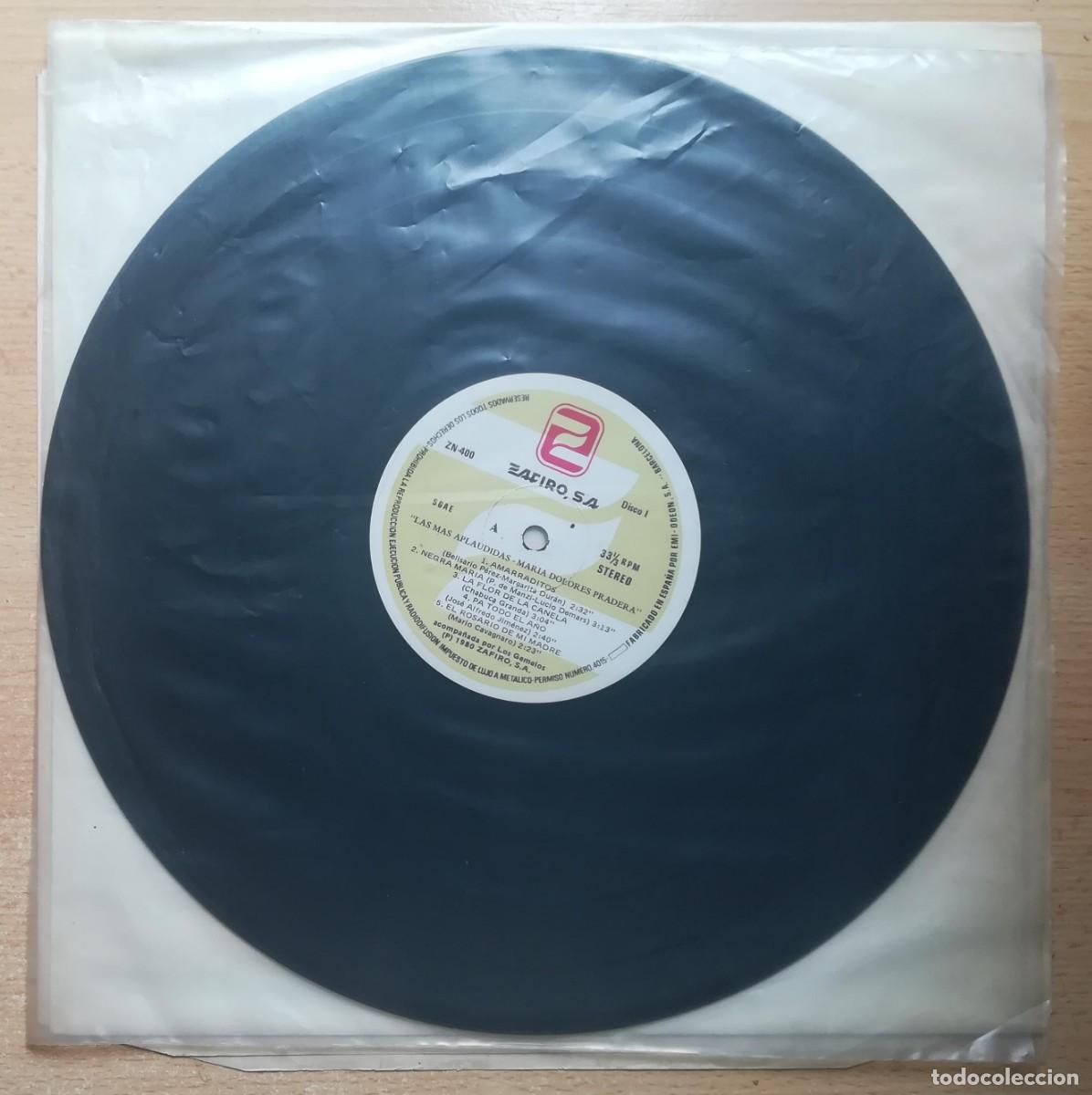 Discos de vinil: Las mas aplaudidass. Maria Dolores Pradera. Zafiro 1980. Solo disco y funda.
