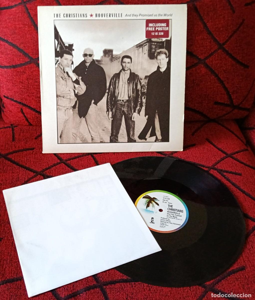 Discos de vinilo: THE CHRISTIANS Hooverville (And They Promised Us The World) MAXI SINGLE VINILO 1987 CON POSTER