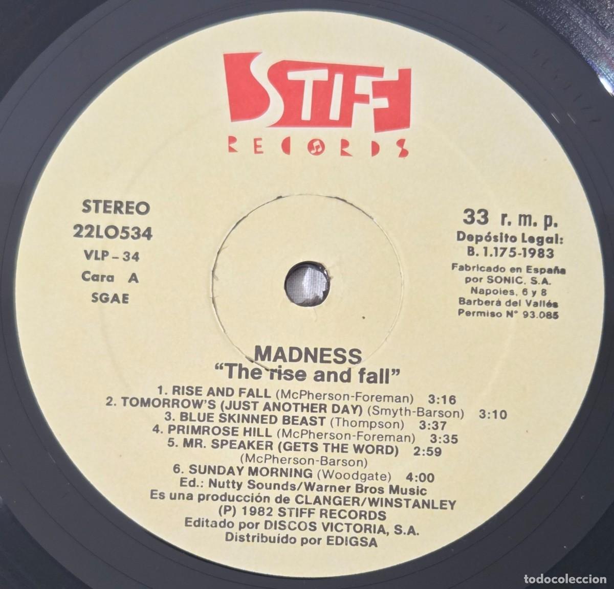 Discos de vinilo: LP Vinilo Madness, The Rise & Fall - Foto 5