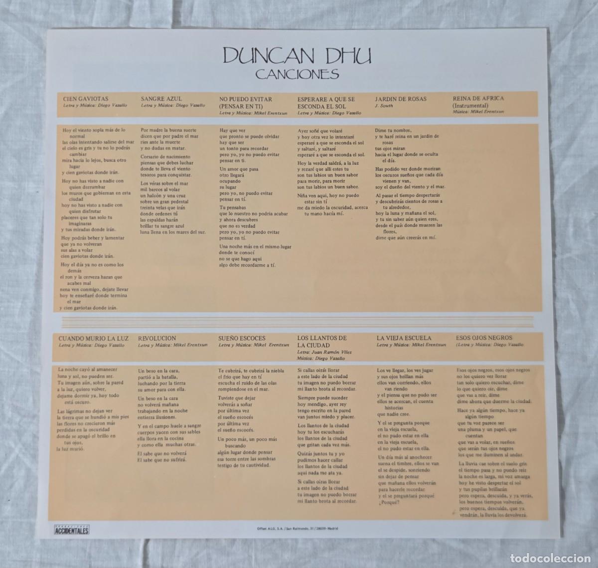 Discos de vinilo: LP Vinilo Duncan Dhu, Canciones - Foto 5