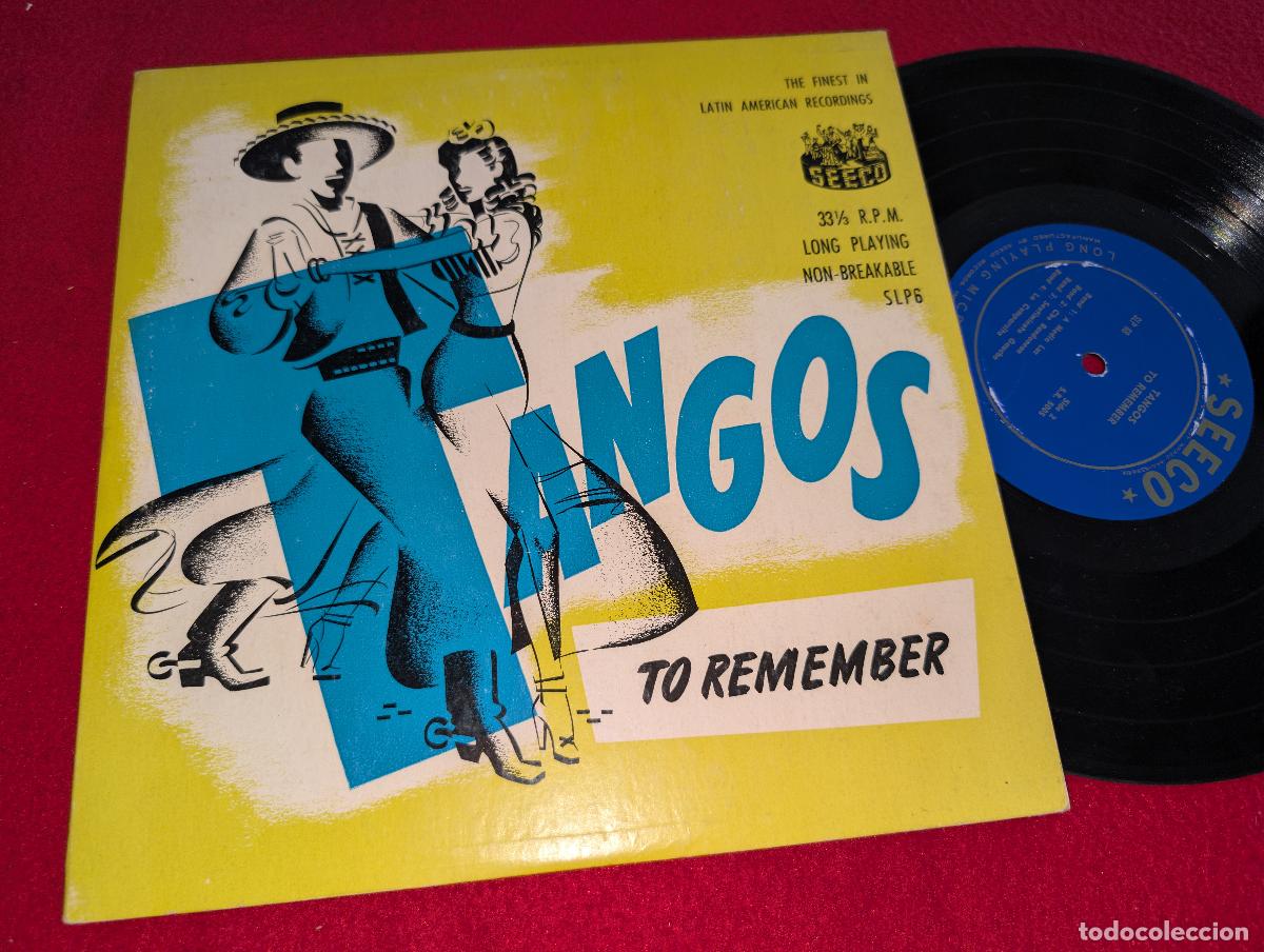 Discos de vinilo: TANGOS TO REMEMBER 10'' 25 CTMS 1950 Seeco USA US latin CUMPARSITA+MEDIA LUZ+DUVAL+HURACAN++