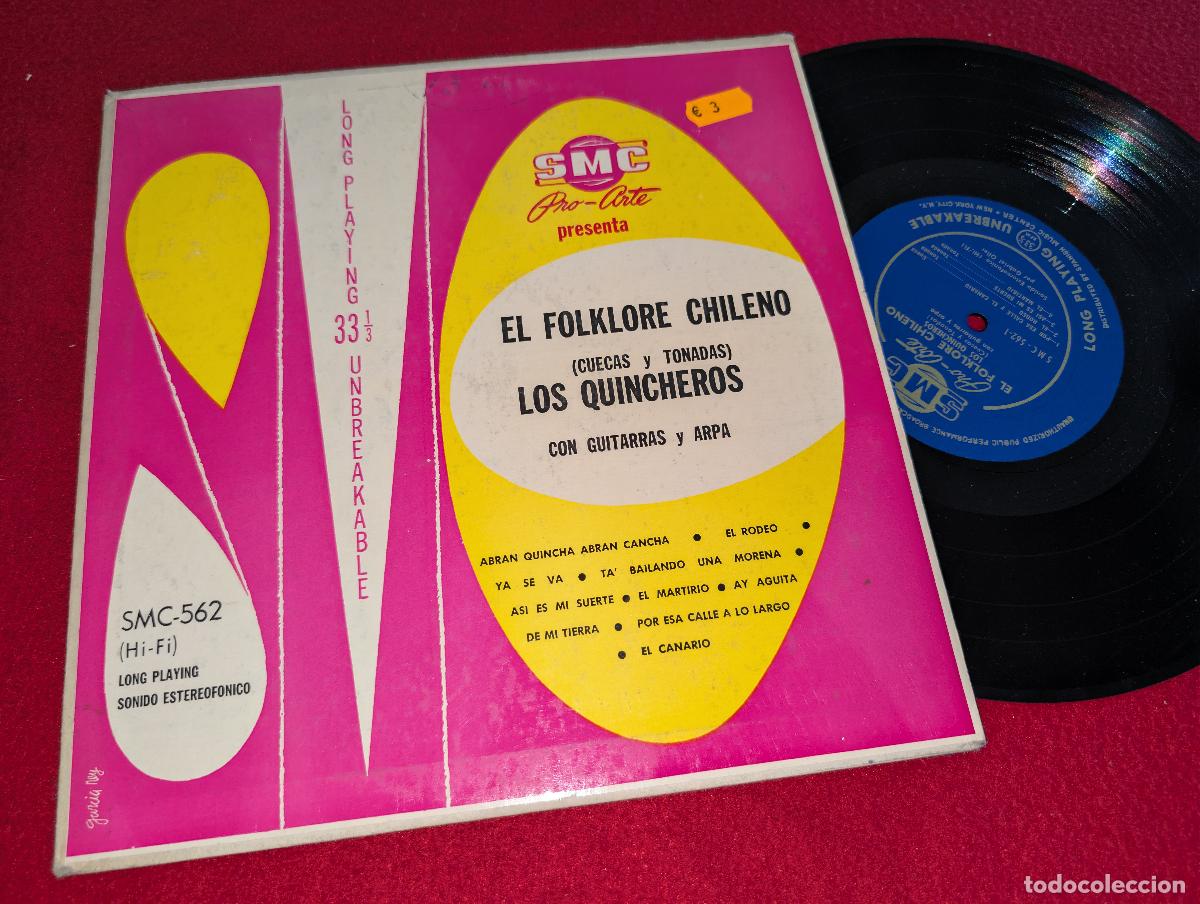 Discos de vinilo: LOS QUINCHEROS CON GUITARRAS Y ARPA Folklero Chileno Cuecas y Tonadas 10'' 25ctms 195? SMC USA US