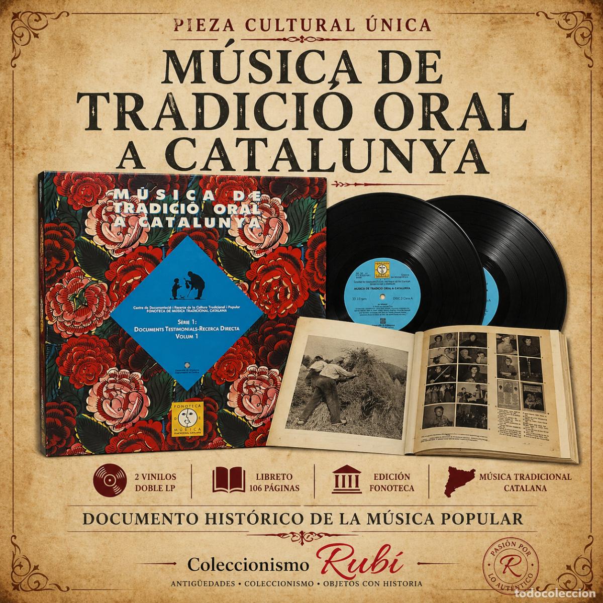 Discos de vinilo: M&Uacute;SICA DE TRADICI&Oacute; ORAL A CATALUNYA / DOBLE LP GATEFOLD+LIBRETO 106 PAG / FONOTECA-1991****