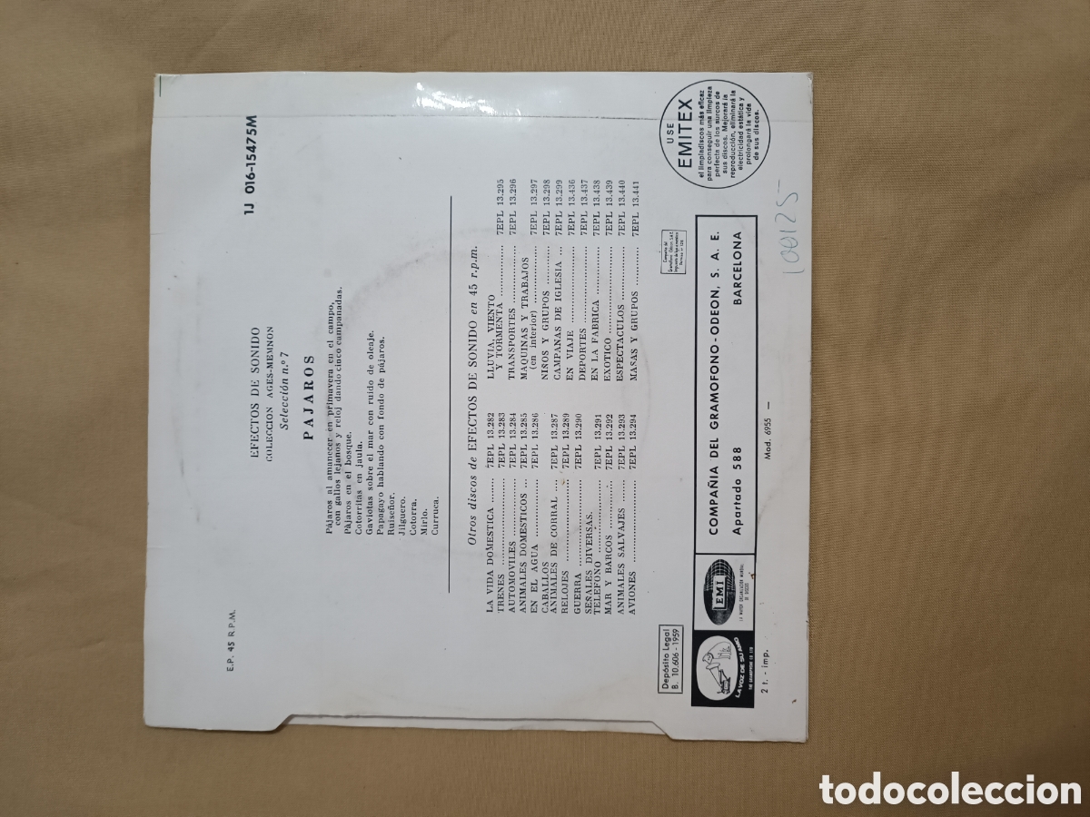 Discos de vinilo: Efectos de sonido. Pajaros - Foto 2