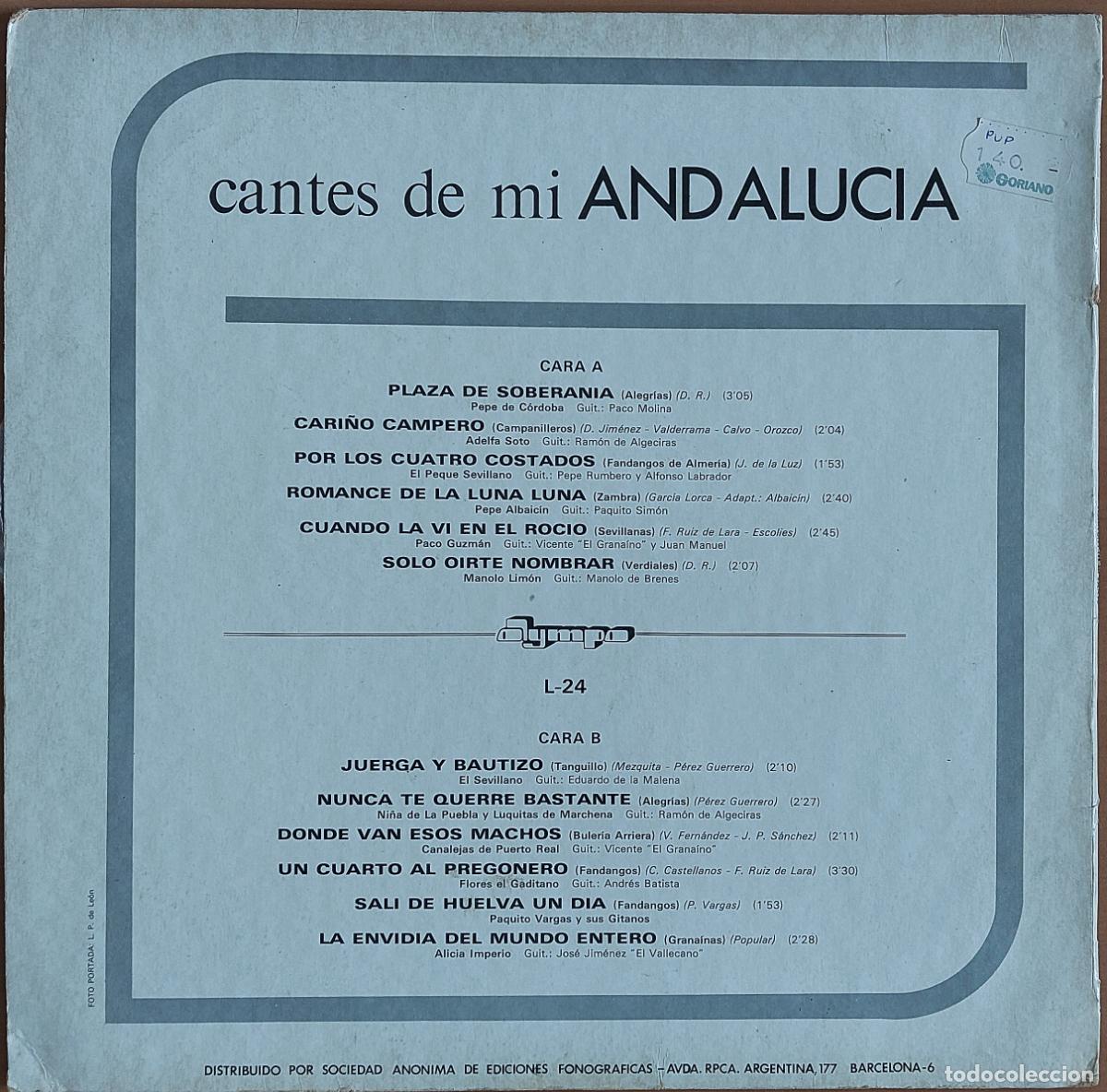 Discos de vinilo: Cantes de mi Andaluc&iacute;a - Varios - Foto 2