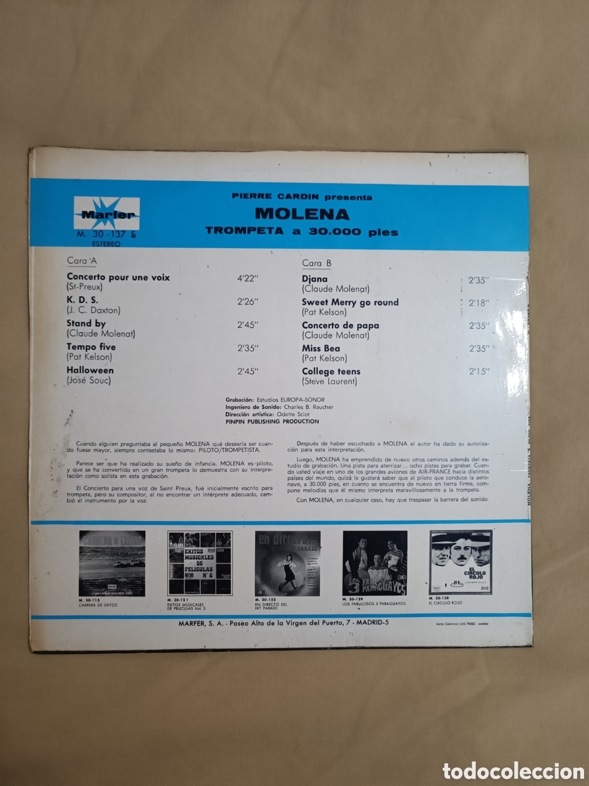 Discos de vinilo: Molena. Trompeta a 30.000 pies - Foto 2