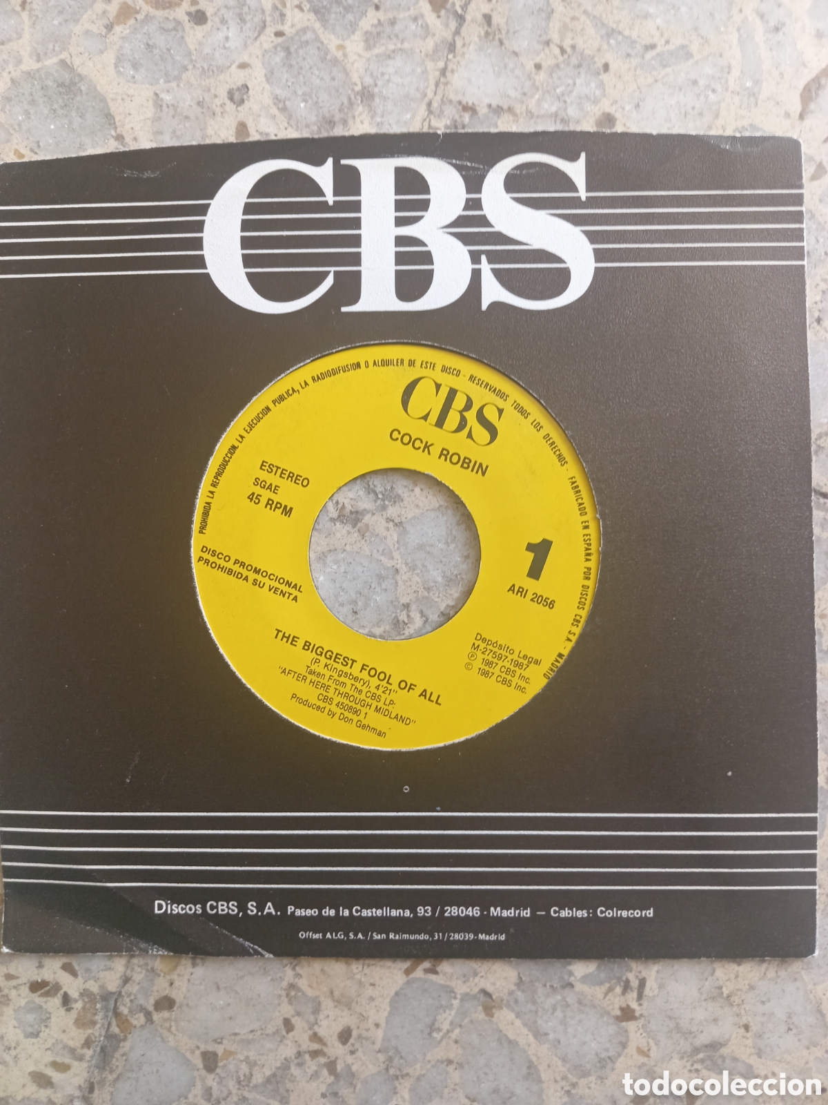 Discos de vinilo: SGL COCK ROBIN THE BIGGEST FOOL OF ALL 1987 PROMO