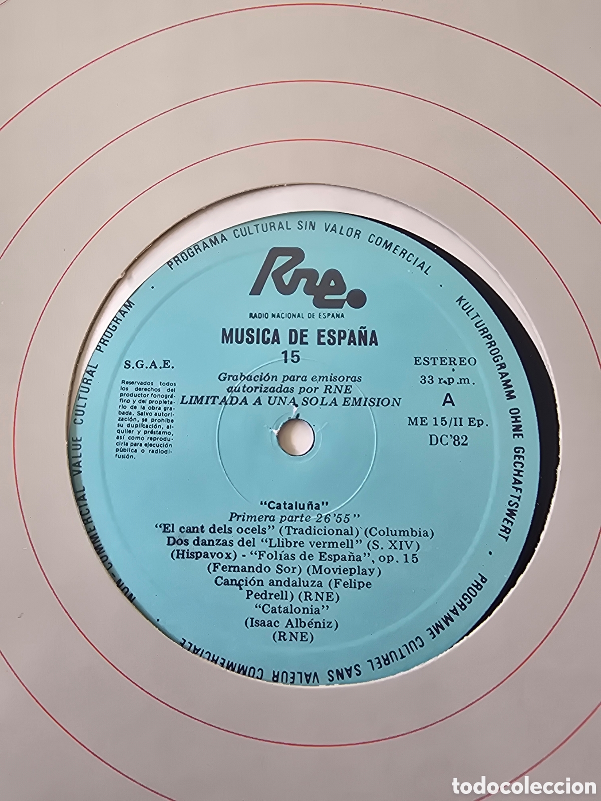 Discos de vinilo: LP TRANSCRIPCIONES RNE N&ordm; 15 MUSICA DE ESPA&Ntilde;A Catalu&ntilde;a 1982