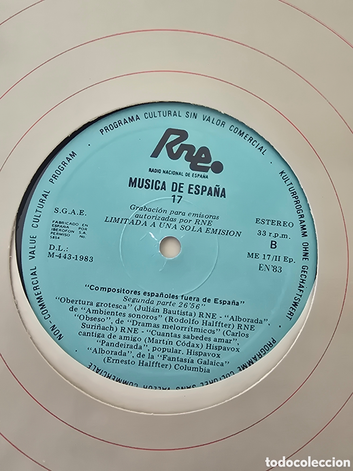 Discos de vinilo: LP TRANSCRIPCIONES RNE N&ordm; 17 MUSICA DE ESPA&Ntilde;A Compositores espa&ntilde;oles fuera de Espa&ntilde;a 1982