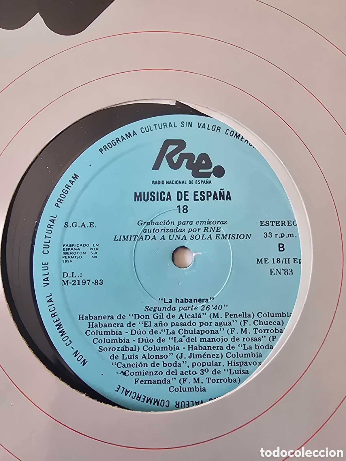 Discos de vinilo: LP TRANSCRIPCIONES RNE N&ordm; 18 MUSICA DE ESPA&Ntilde;A La habanera 1982