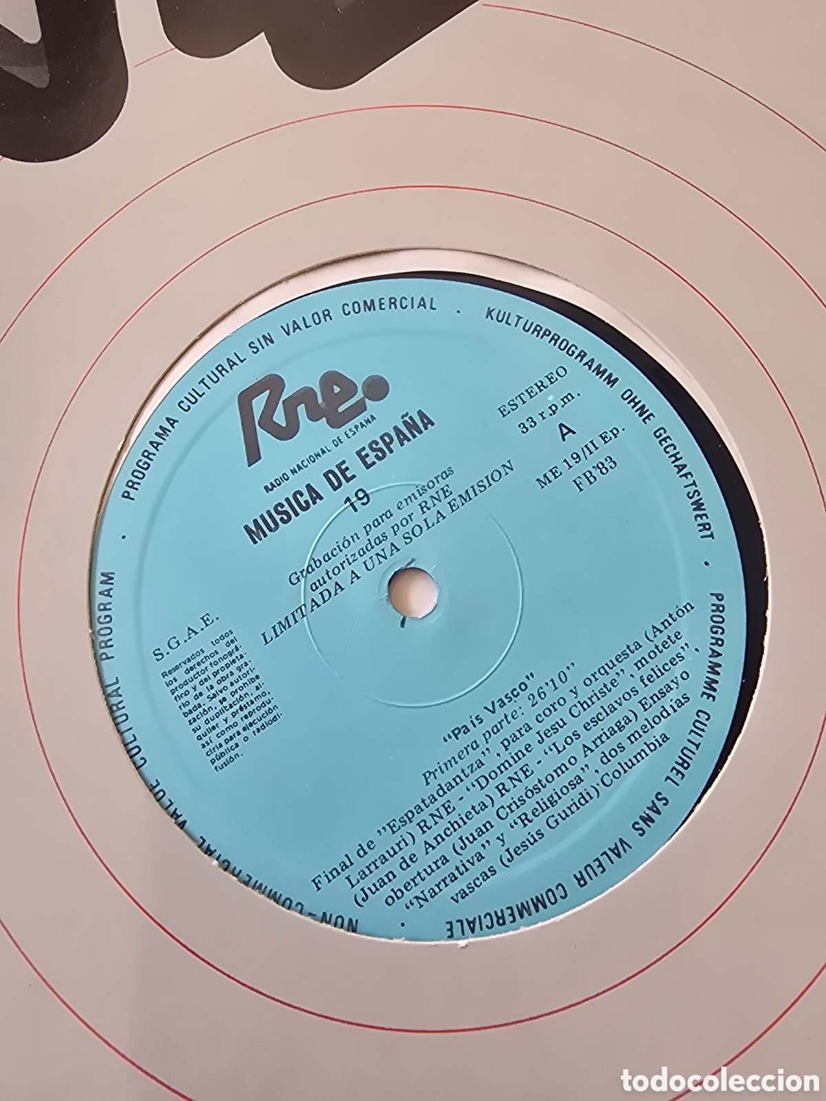 Discos de vinilo: LP TRANSCRIPCIONES RNE N&ordm; 19 MUSICA DE ESPA&Ntilde;A Pa&iacute;s Vasco 1983