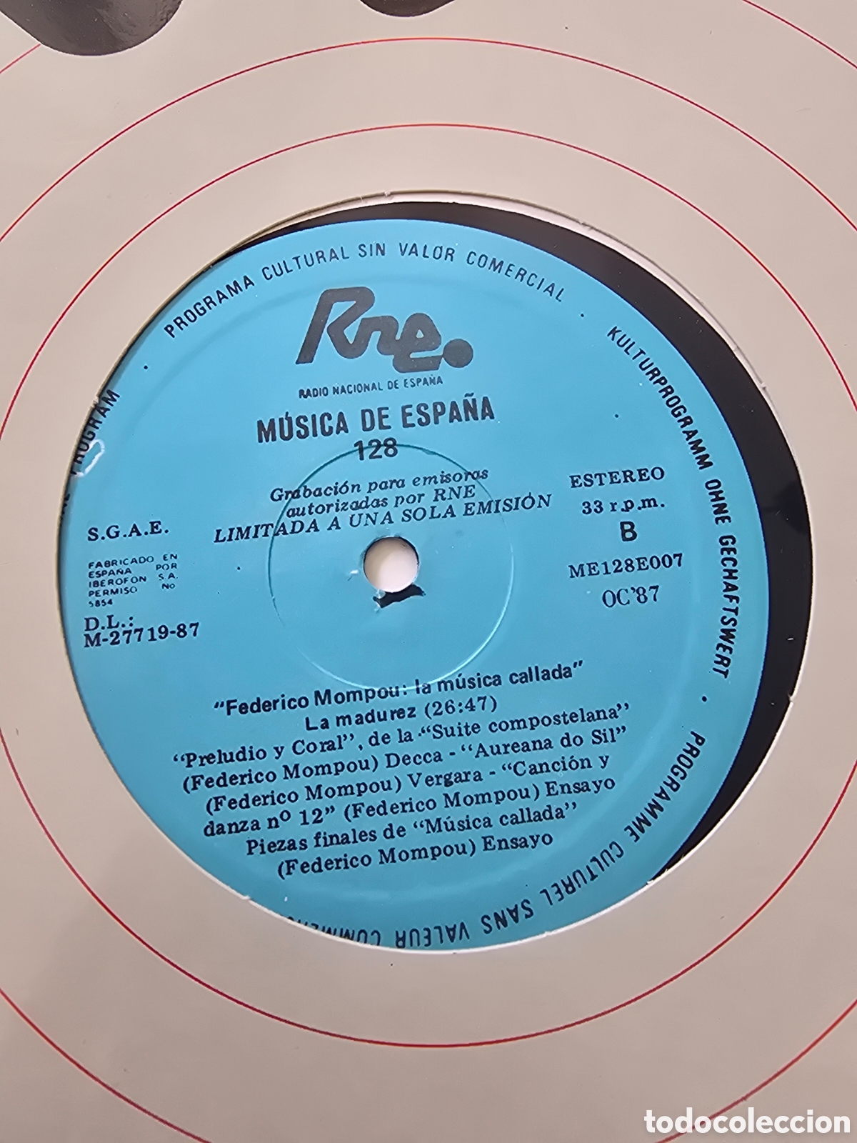 Discos de vinilo: LP TRANSCRIPCIONES RNE N&ordm; 128 MUSICA DE ESPA&Ntilde;A Federico Mompou: la musica callada 1983