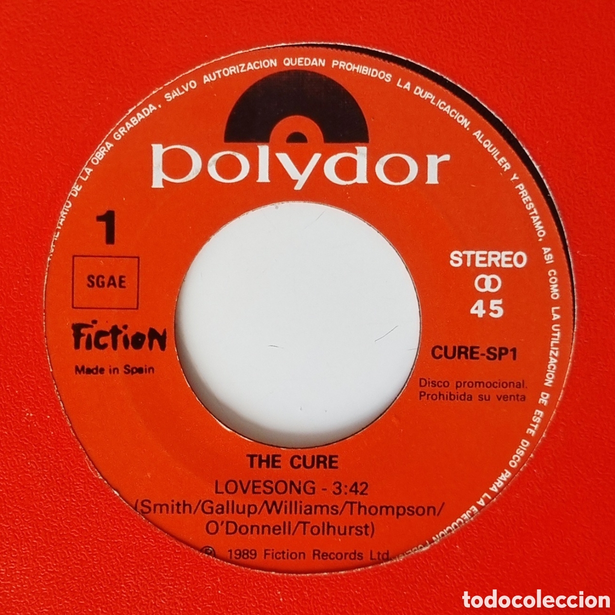 Discos de vinilo: The Cure. Lovesong. Vinilo 7&rdquo;. Promo. Edici&oacute;n espa&ntilde;ola