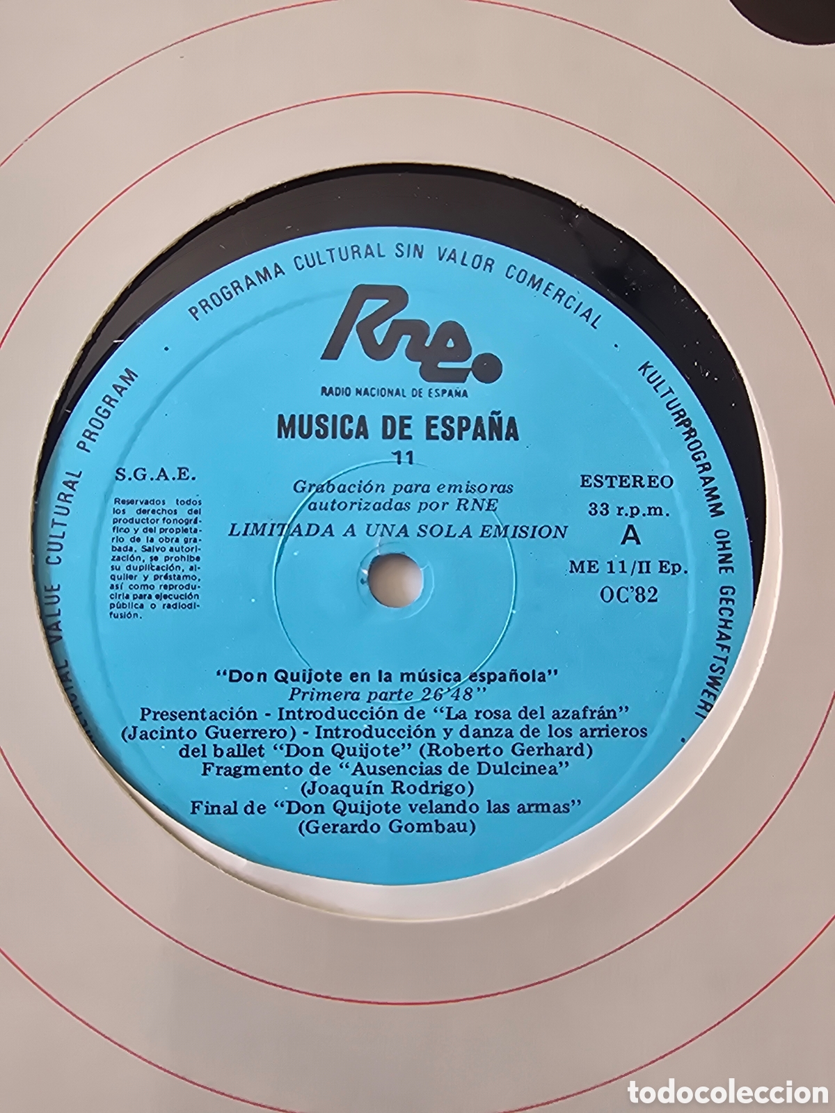 Discos de vinilo: LP TRANSCRIPCIONES RNE N&ordm; 11 MUSICA DE ESPA&Ntilde;A Don Quijote en la musica espa&ntilde;ola 1982
