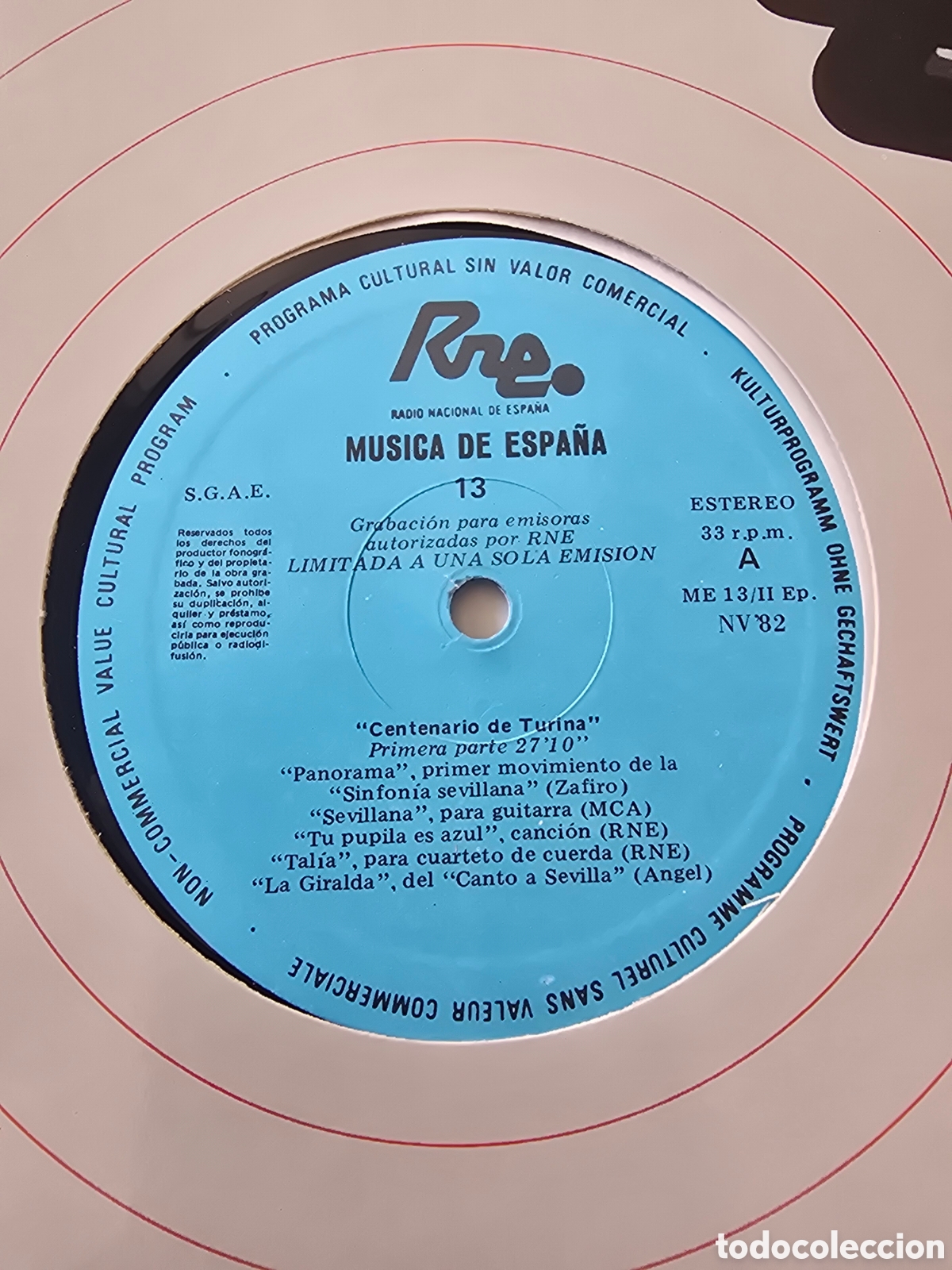 Discos de vinilo: LP TRANSCRIPCIONES RNE N&ordm; 13 MUSICA DE ESPA&Ntilde;A Centenario de Turina 1982