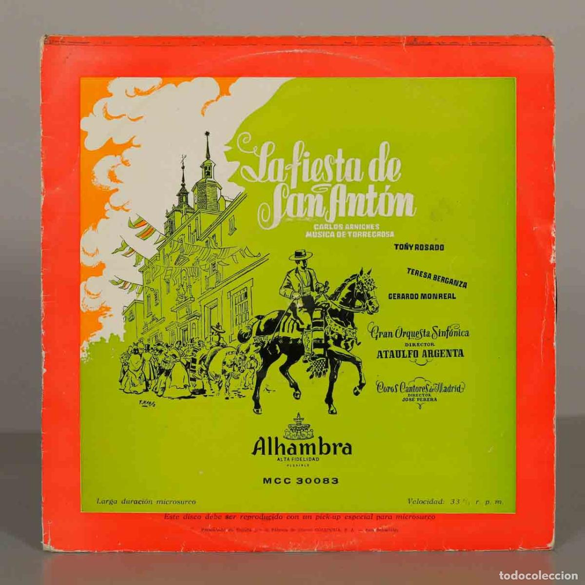 Discos de vinilo: LP. La fiesta de San Ant&oacute;n - Carlos Arniches, Tom&aacute;s L&oacute;pez Torregrosa, Ata&uacute;lfo Argenta, To&ntilde;y Rosado,