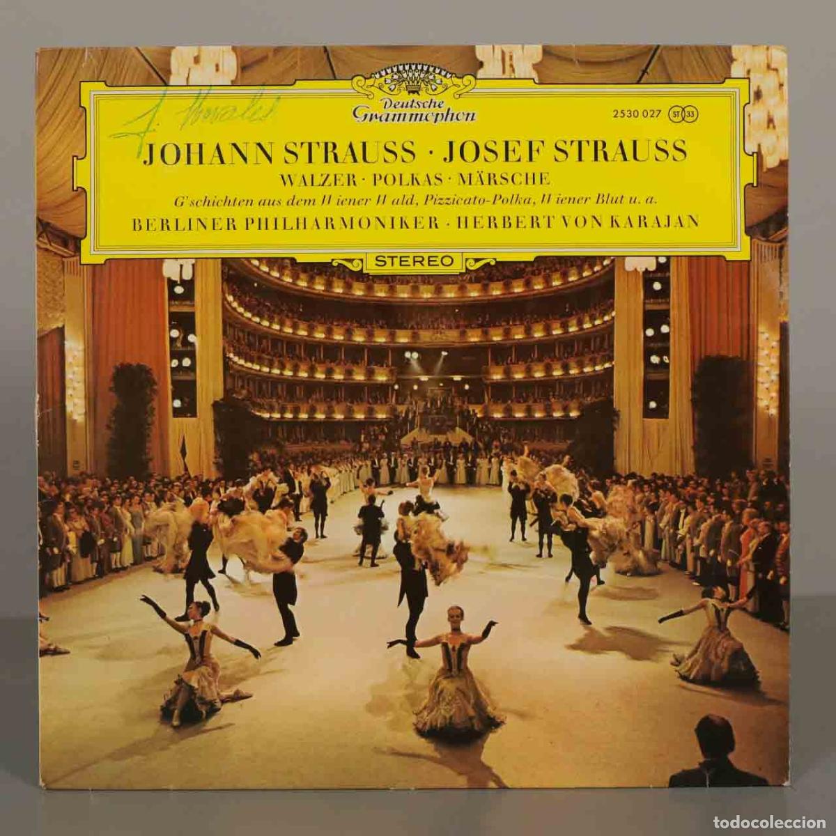 Discos de vinilo: LP. Johann Strauss, Josef Strauss - Walzer, Polkas, M&auml;rsche - Berliner Philharmoniker, Herbert von