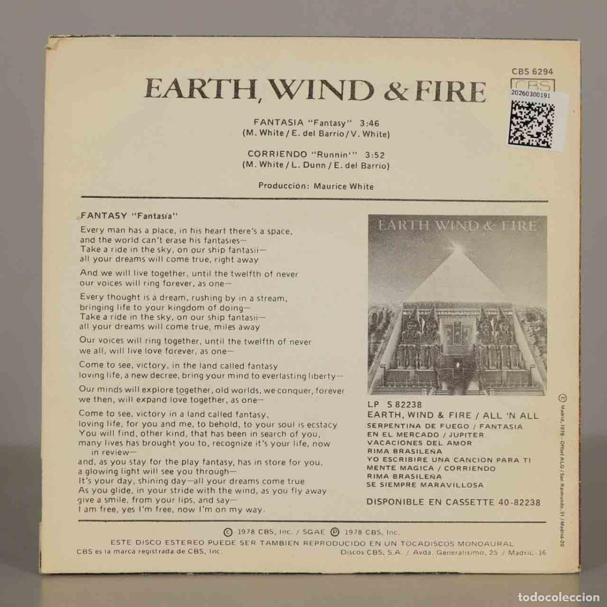 Discos de vinilo: SINGLE. Fantasia - Earth, Wind and Fire - Foto 2