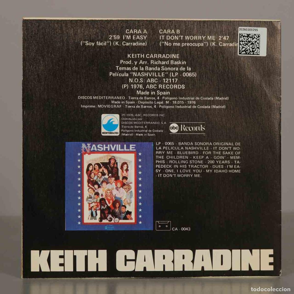 Discos de vinilo: SINGLE. I&acute;m Easy - Keith Carradine - Foto 2