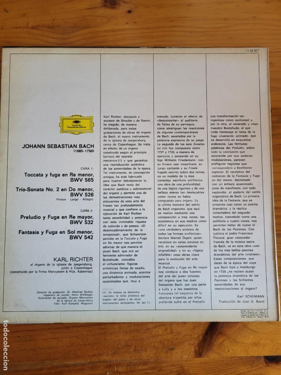 Discos de vinilo: JOHANN SEBASTIAN BACH - Foto 2