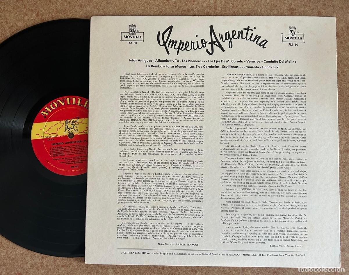 Discos de vinilo: IMPERIO ARGENTINA - MONTILLA - Foto 2
