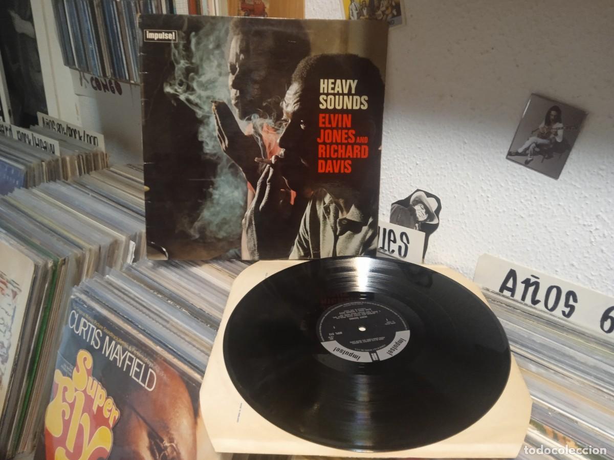 Discos de vinilo: Elvin Jones And Richard Davis&ndash; Heavy Sounds. Lp edici&oacute;n uk 1968. Mono. Sello impulse!