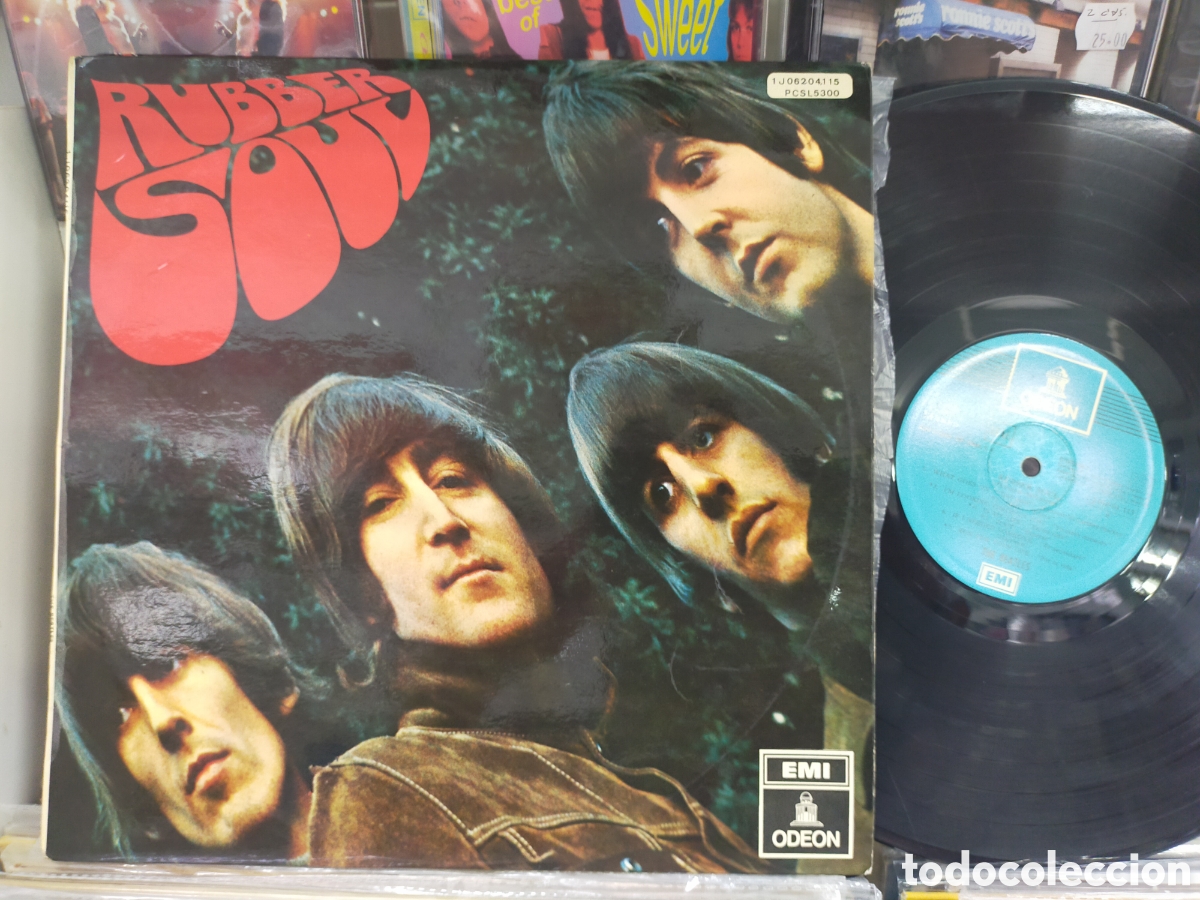 Discos de vinilo: Beatles lp rubber soul doble referencia Espa&ntilde;a label azul celeste escuchado