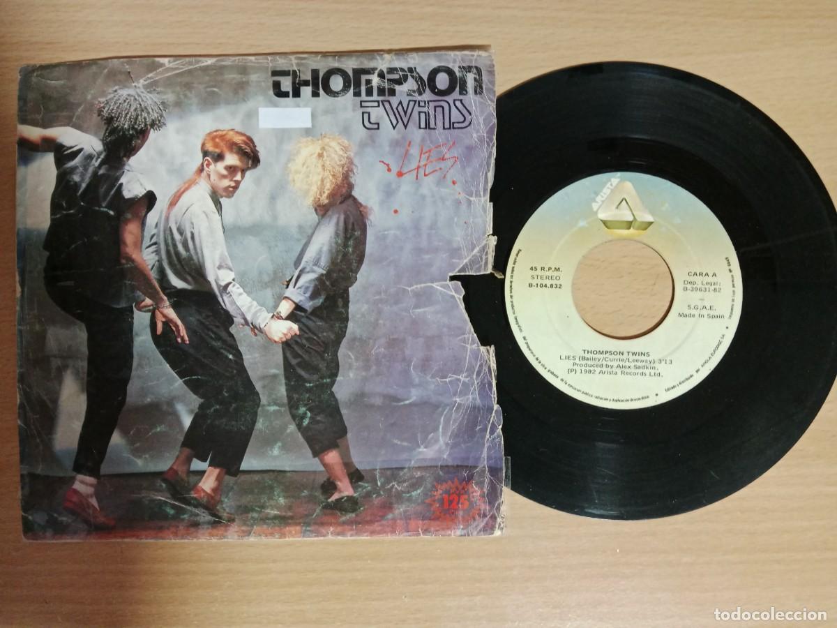 Discos de vinilo: LIES, BEACH CULTURE - THOMPSON TWINS - SINGLE 45 RPM - ARIOLA - A&Ntilde;O 1982.