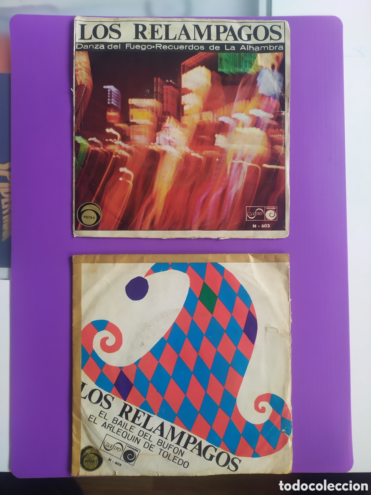 Discos de vinilo: Lote 2 Singles Los Rel&aacute;mpagos. Danza del fuego y El baile del Buf&oacute;n