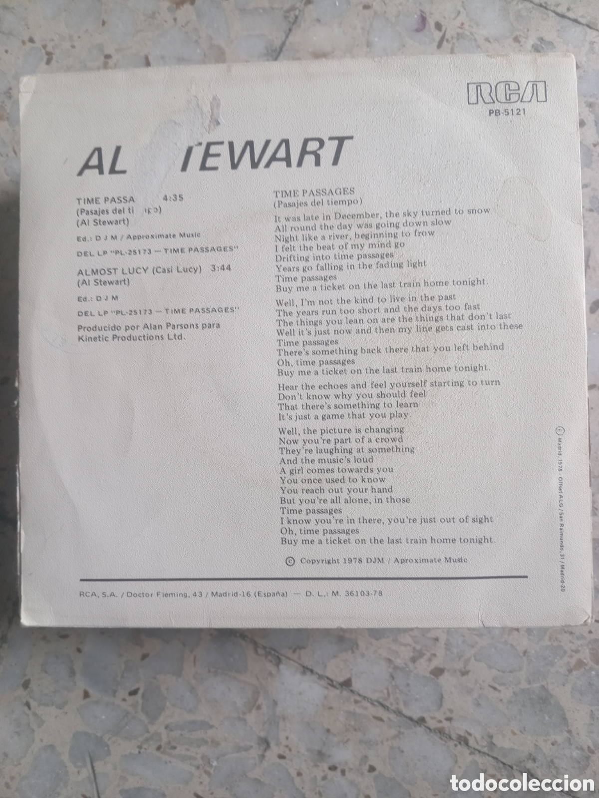 Discos de vinilo: SGL AL STEWART TIME PASSAGES 1978 PROMO - Foto 2