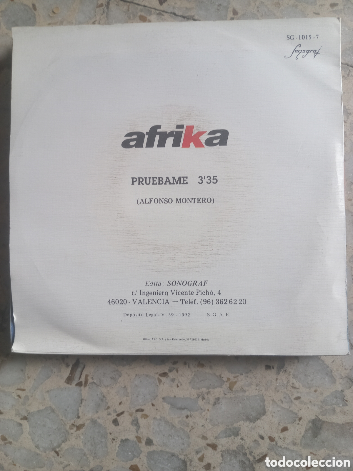 Discos de vinilo: SGL AFRIKA PRUEBAME 1992 - Foto 2