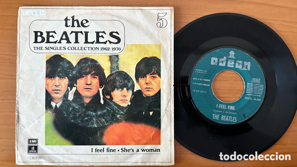 Discos de vinilo: Beatles Sg I feel fine. Label verde Spain