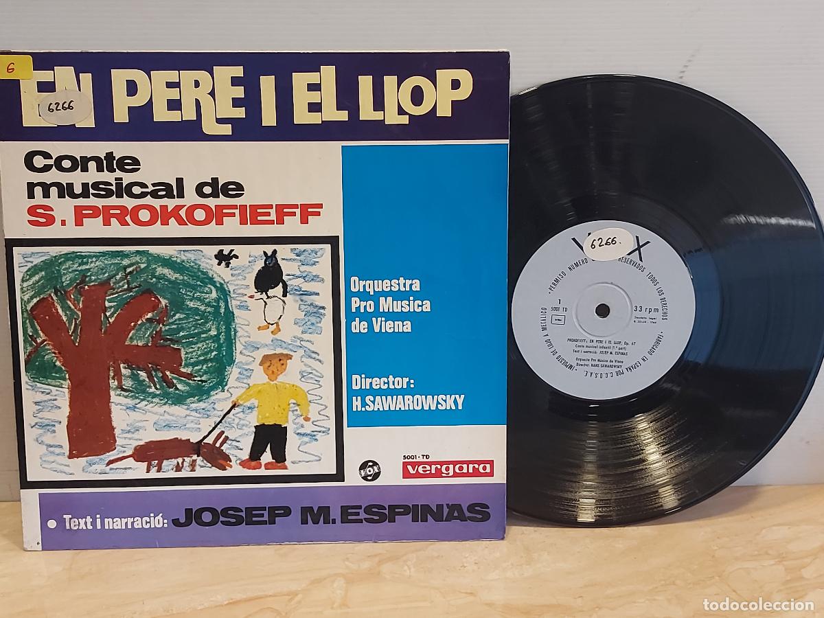 Discos de vinilo: 10 PULGADAS !! JOSEP M. ESPIN&Agrave;S / EN PERE I EL LLOP /PROKOFIEFF) LP-VERGARA VOX-1964 / DE LUJO.****